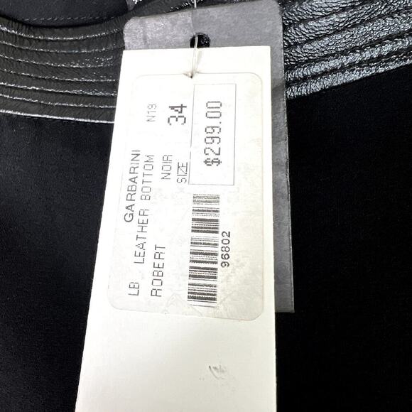 NUE 19.04 Black Crossover Slim Leg Pants Leather Waist Band Belted 34 XS Black - Picture 6 of 9